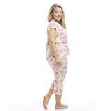 Women's Short Sleeve Top and Capri Pant Poly Suede Pajama Set