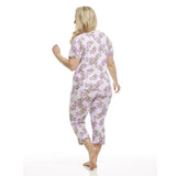 Women's Short Sleeve Top and Capri Pant Poly Suede Pajama Set