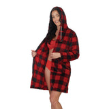 Women's Mid-thigh Hooded Plush Zippered Lounger