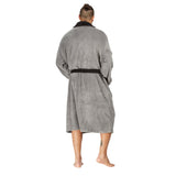 Men Bath Robe Soft Fleece Shawl Collar 2 tone Grey Black