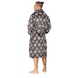 Men Bath Robe Soft Fleece Shawl Diamond Motif