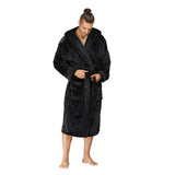 Men Hooded Bathrobe Black Ripped