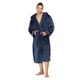 Men Hooded Bathrobe Blue Ripped