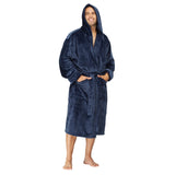 Men Hooded Bathrobe Blue Ripped