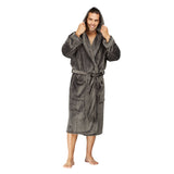 Men Hooded Bathrobe Grey Ripped