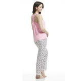 Women's Pajama Two-Piece Set Full Length Pink Leopard