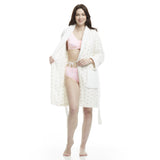 Women's Polka Dot Plush Shawl Collar Mid-Thigh Length Bath Robe