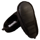 Black Sherpa Scuff Slip-on Slippers Bench Brand Padded Non-skid Rubber Sole