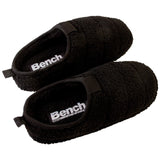 Black Sherpa Scuff Slip-on Slippers Bench Brand Padded Non-skid Rubber Sole